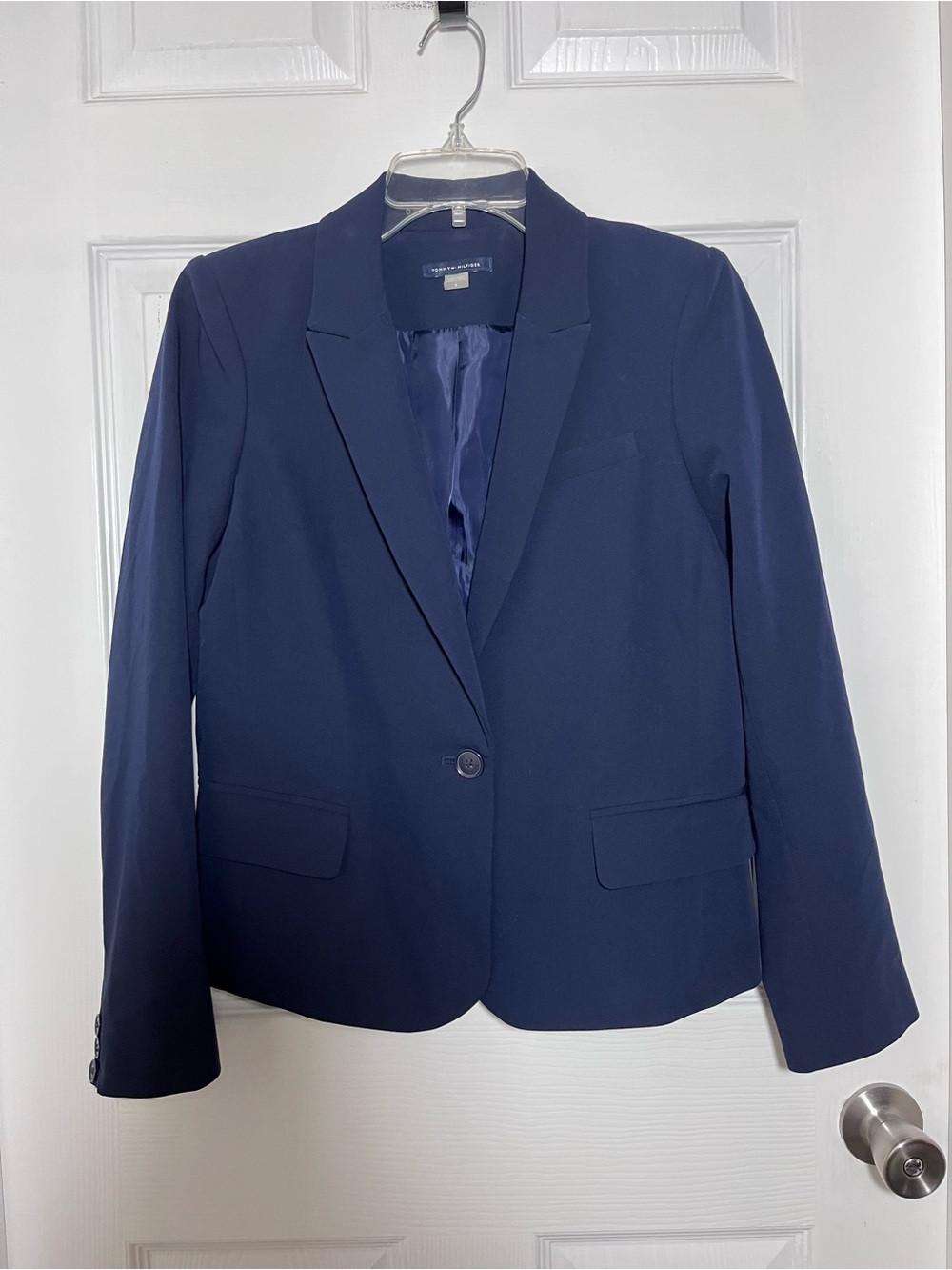 Tommy Hilfiger Cropped Women's Navy Single-Button Blazer